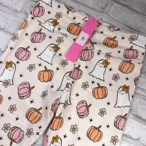 Charlie's Project Leggings Kids L Pink Orange Smiley Ghost Pumpkin Halloween NWT